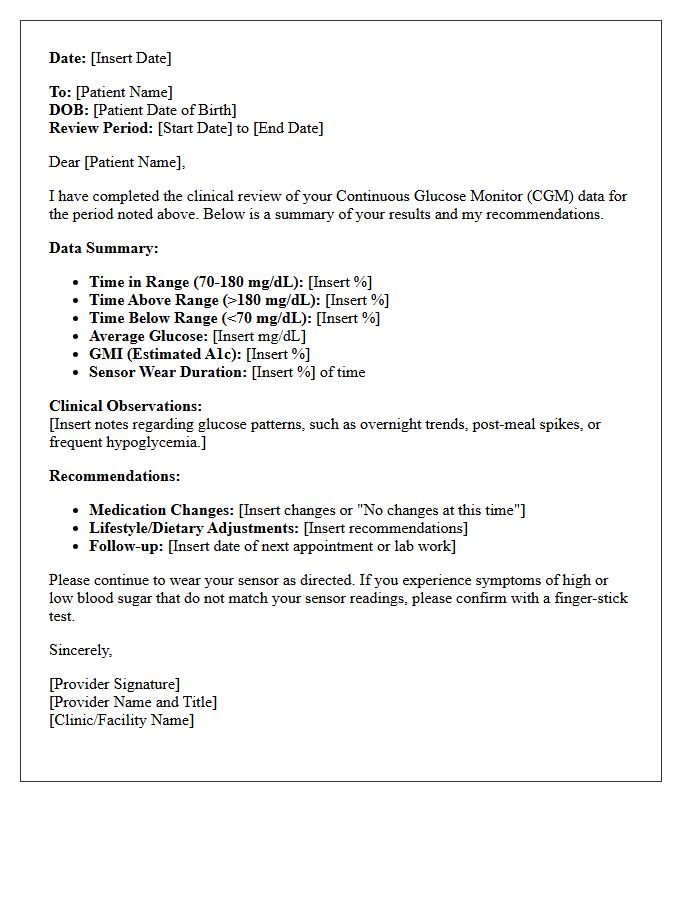 Continuous Glucose Monitor Data Review Letter