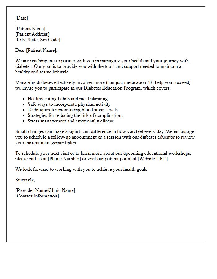 Patient Engagement And Diabetes Education Letter