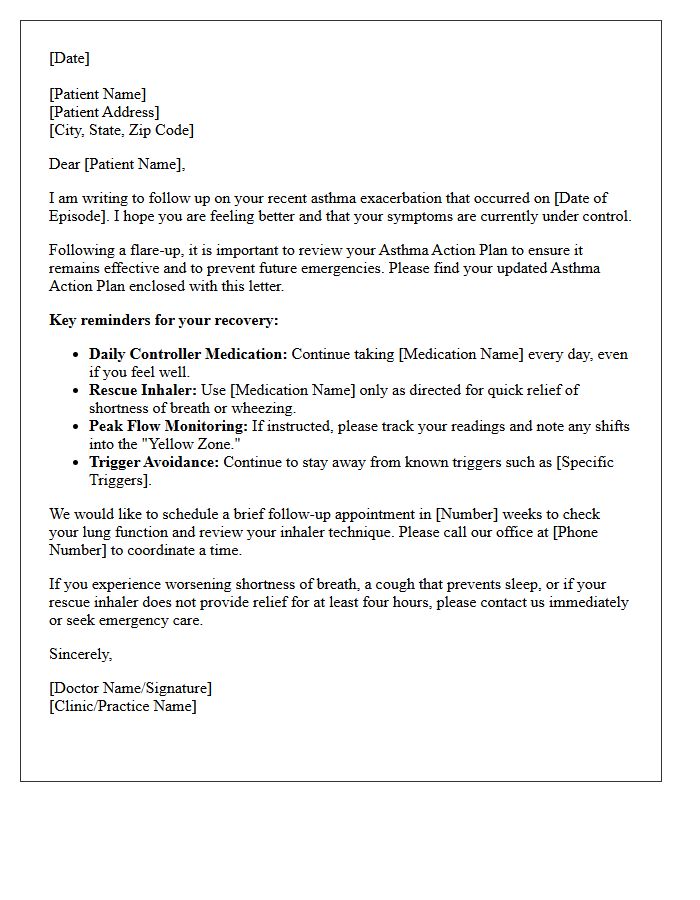 Post-Exacerbation Asthma Action Plan Review Follow-Up Letter