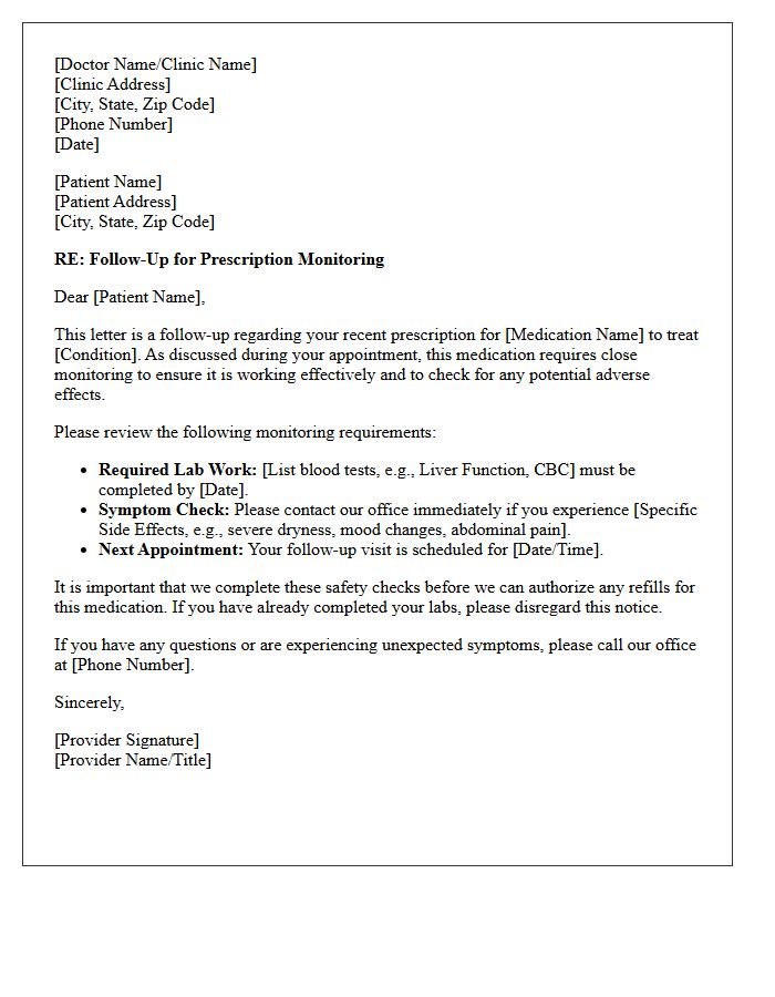 Dermatology Prescription Adverse Effect Monitoring Follow-Up Letter