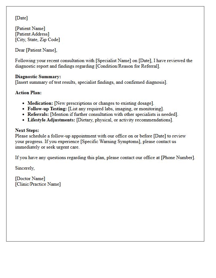Post-Specialist Diagnostic Review And Action Plan Letter