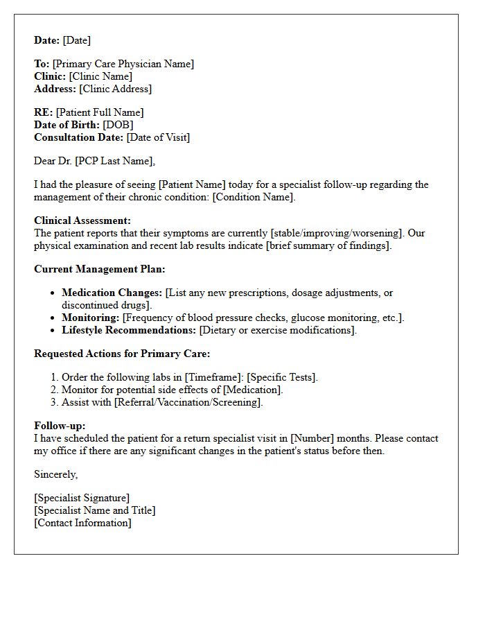 Chronic Disease Management Post-Specialist Consultation Letter