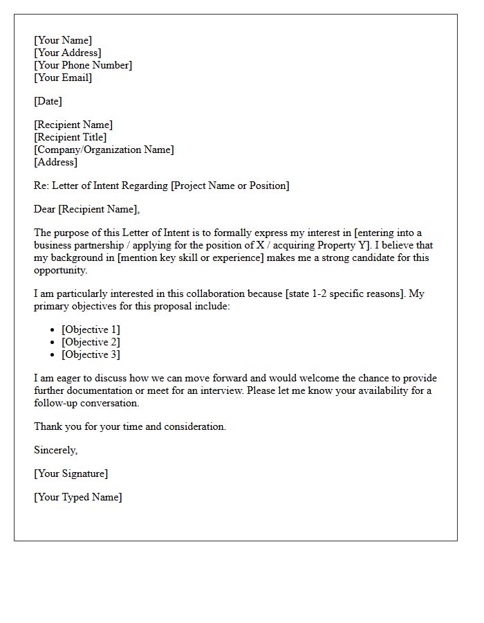 Purpose Of The Letter Of Intent