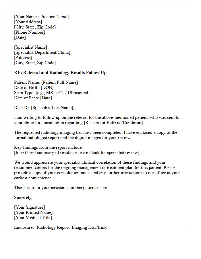 Specialist Referral Radiology Scan Results Follow-Up Letter