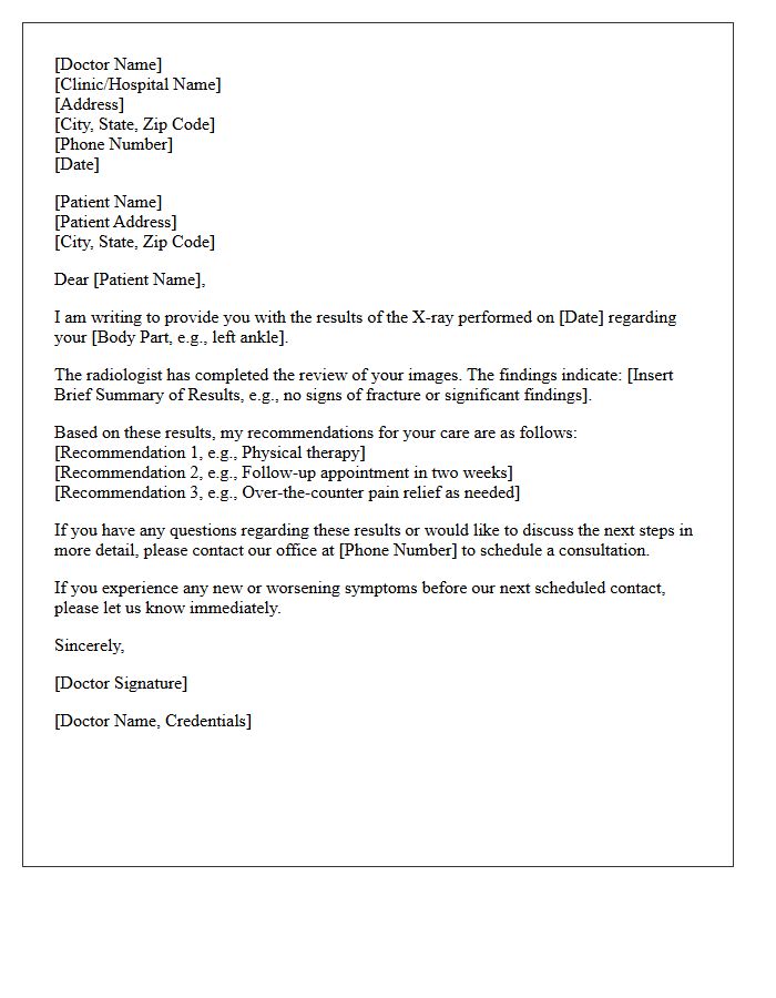 X-Ray Results Consultation Follow-Up Letter