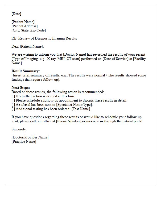Diagnostic Imaging Results Review Follow-Up Letter