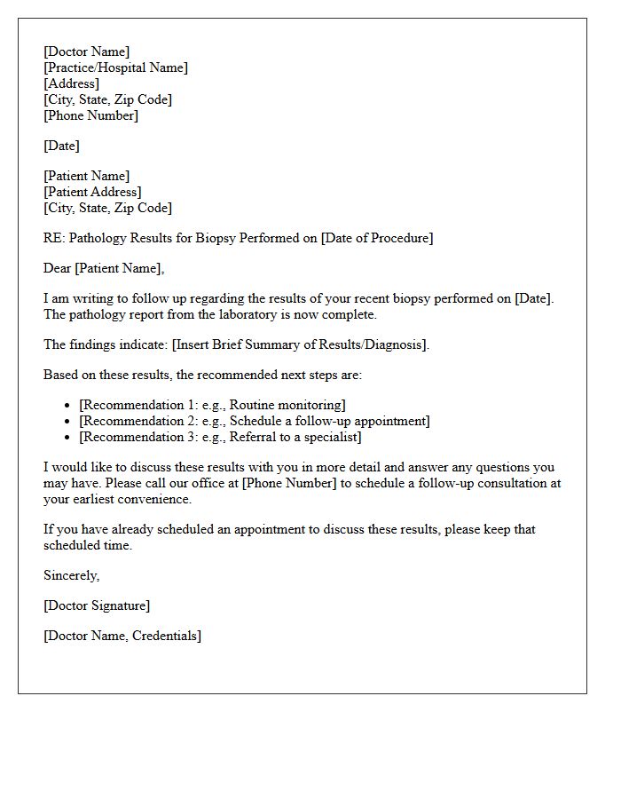 Routine Biopsy Pathology Findings Discussion Follow-Up Letter