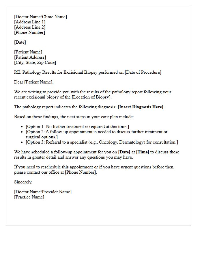 Excisional Biopsy Pathology Report Discussion Follow-Up Letter