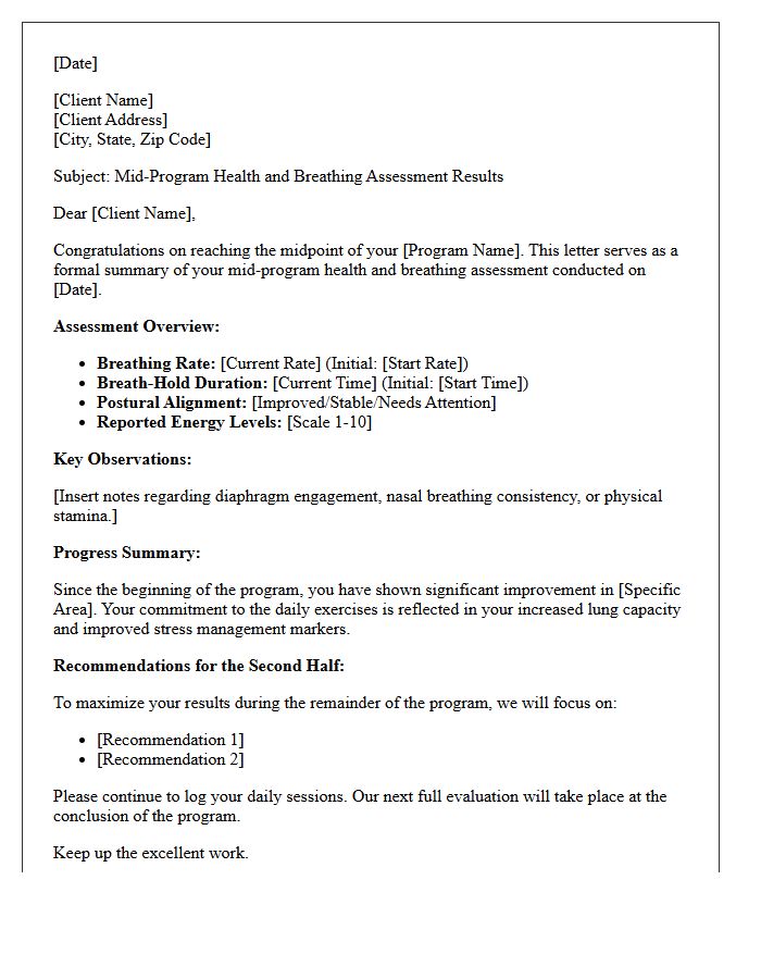 Mid-Program Health And Breathing Assessment Letter
