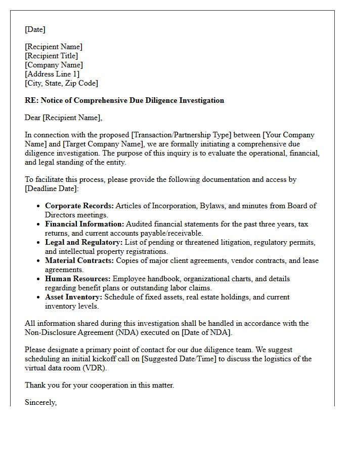 Comprehensive Due Diligence Investigation