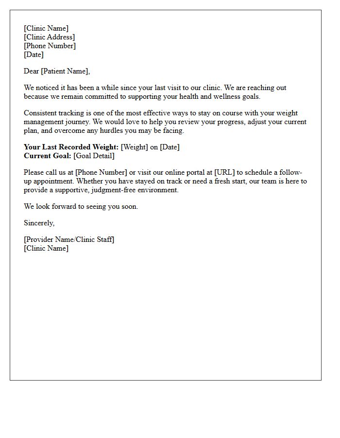 Lapsed Patient Re-Engagement Weight Tracking Letter