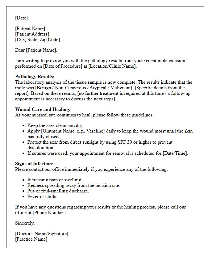 Mole Excision Pathology Results And Healing Letter