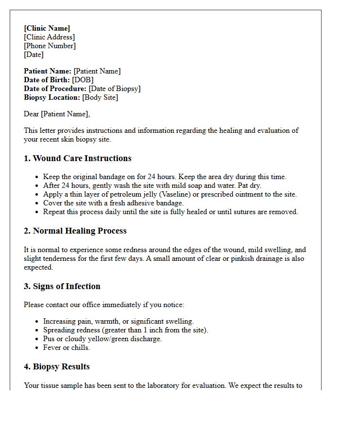 Skin Biopsy Site Healing And Evaluation Letter