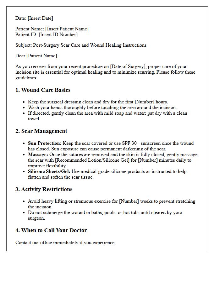 Post-Surgery Scar Care And Wound Healing Letter