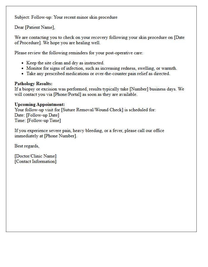 Minor Skin Surgery Post-Procedure Check-In Letter