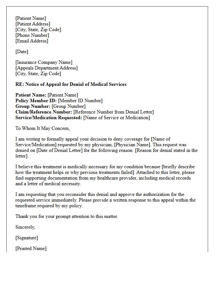 Prior Authorization Denial Patient Appeal Signature Letter