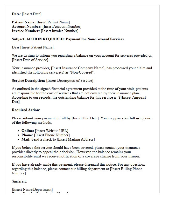 Non-Covered Service Patient Payment Action Letter