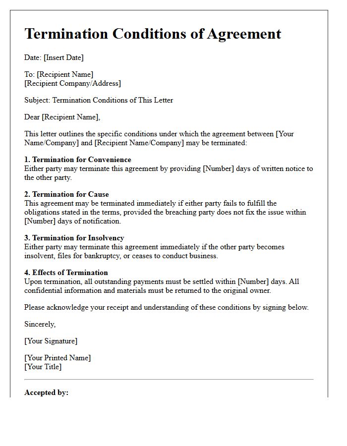 Termination Conditions Of This Letter