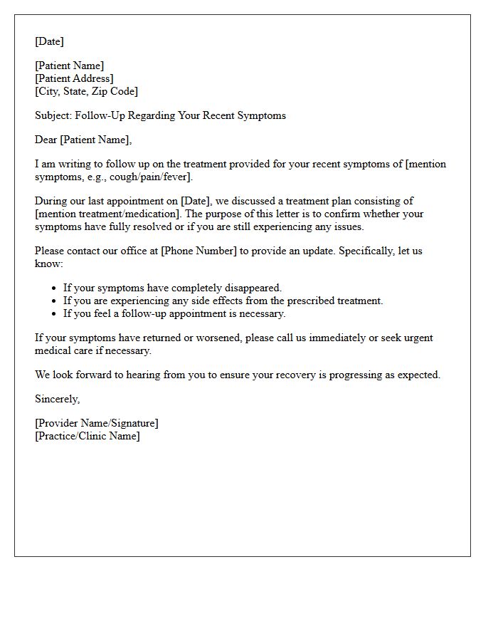 Symptom Resolution Confirmation Follow-Up Letter