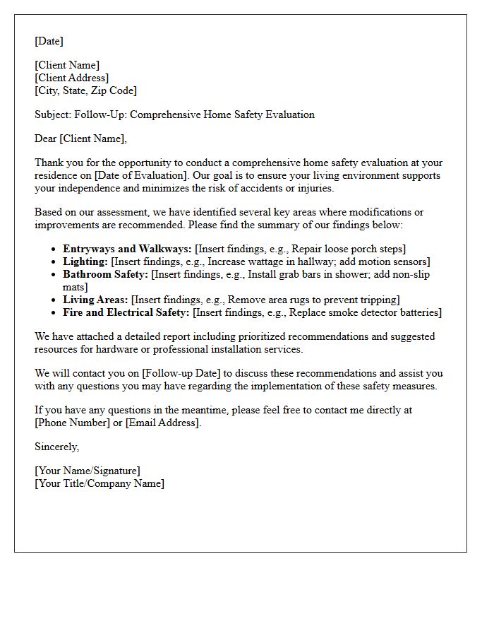 Comprehensive Home Safety Evaluation Follow-Up Letter