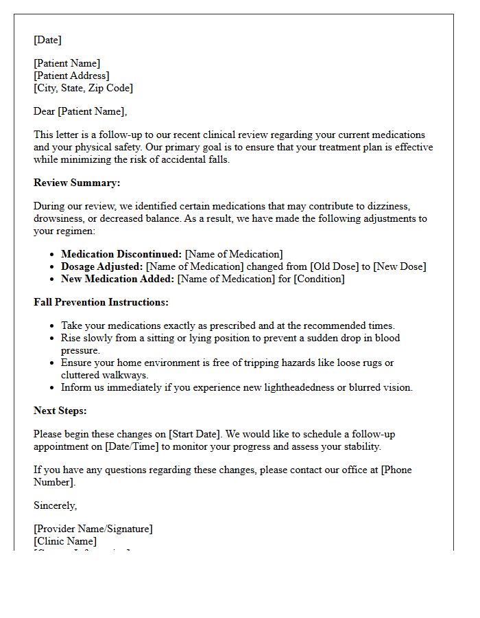 Medication Review and Fall Risk Adjustment Follow-Up Letter