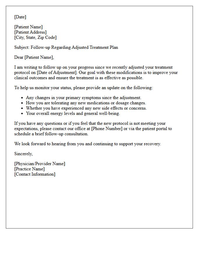 Adjusted Protocol Patient Progress Inquiry Letter