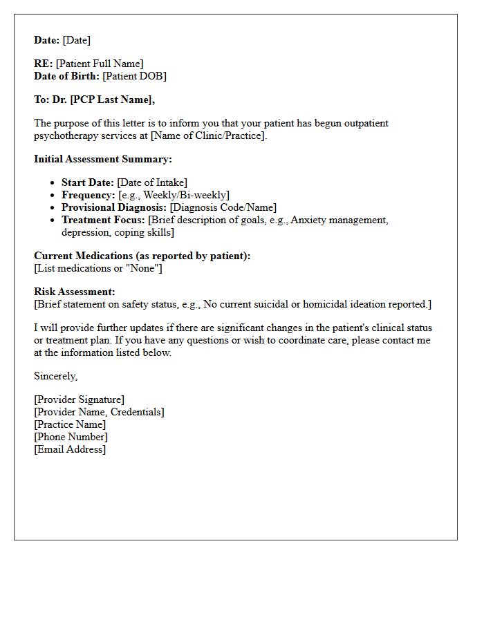 Primary Care Physician Therapy Update Notification Letter