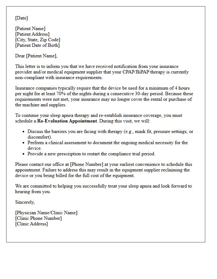 Re-Evaluation for CPAP Compliance Failure Letter