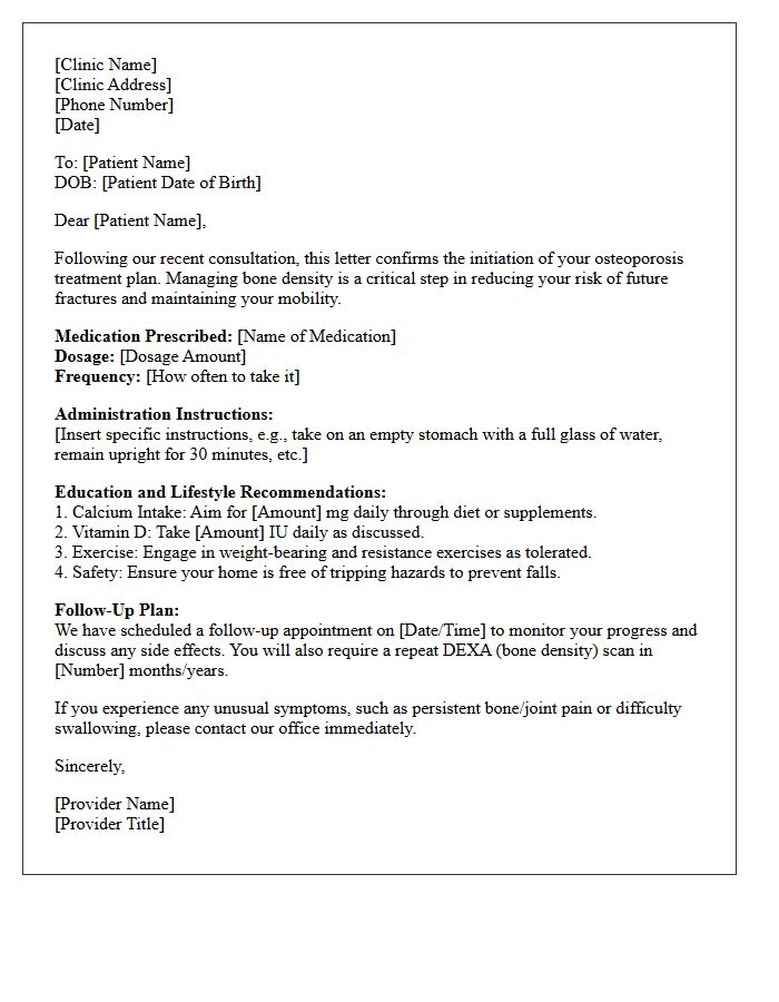 Osteoporosis Medication Initiation and Education Follow-Up Letter