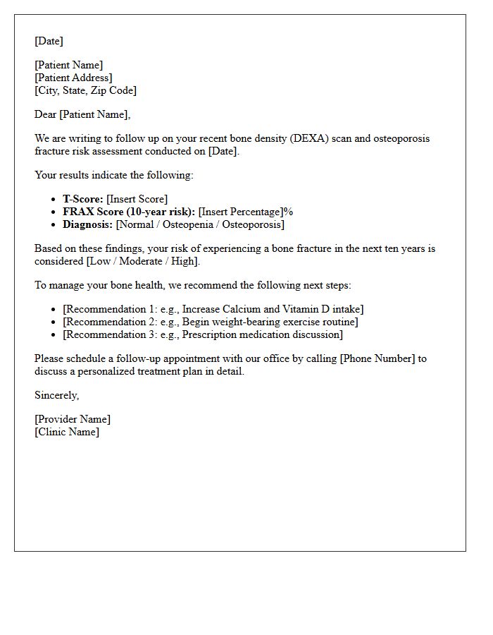 Osteoporosis Fracture Risk Assessment Follow-Up Letter