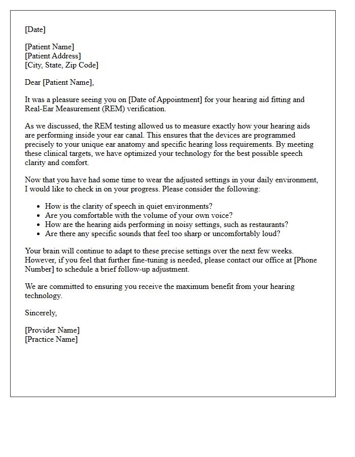 Real-Ear Measurement Verification Follow-Up Letter