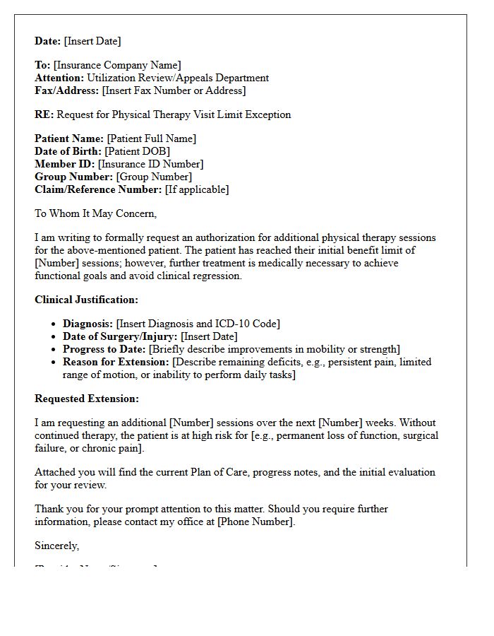 Physical Therapy Session Quantity Limit Exception Authorization Letter