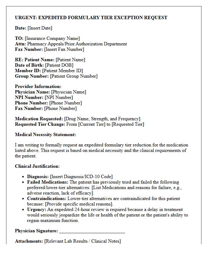 Urgent Expedited Formulary Tier Reduction Authorization Letter