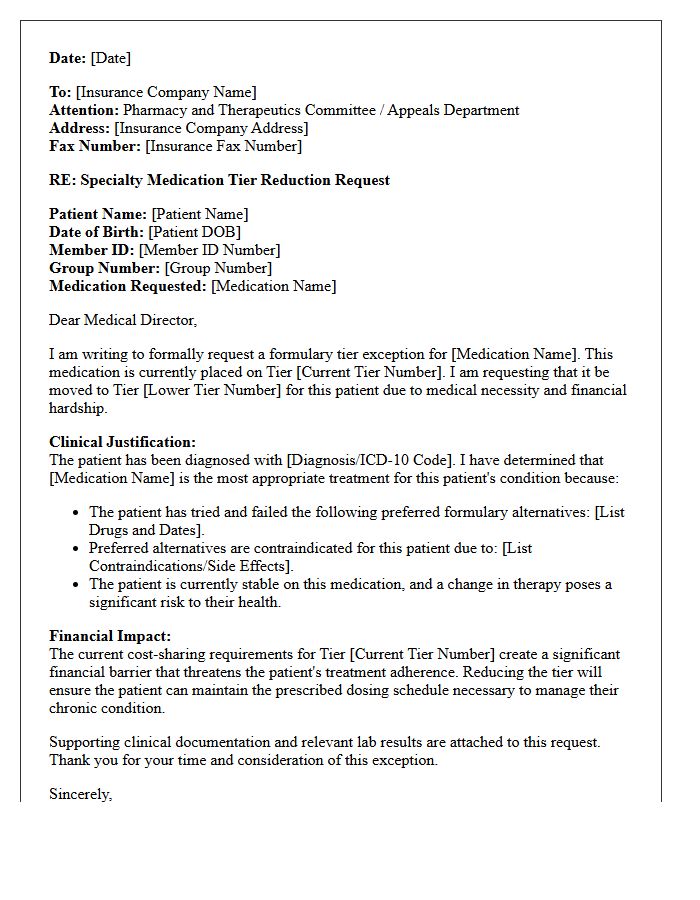 Specialty Medication Formulary Tier Reduction Authorization Letter