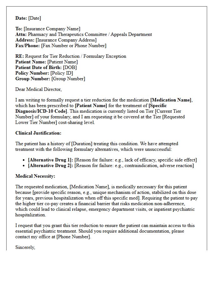 Psychiatric Drug Formulary Tier Reduction Authorization Letter