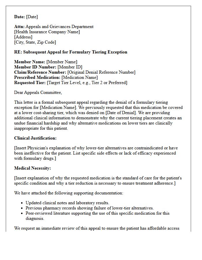 Subsequent Appeal Formulary Tier Reduction Authorization Letter