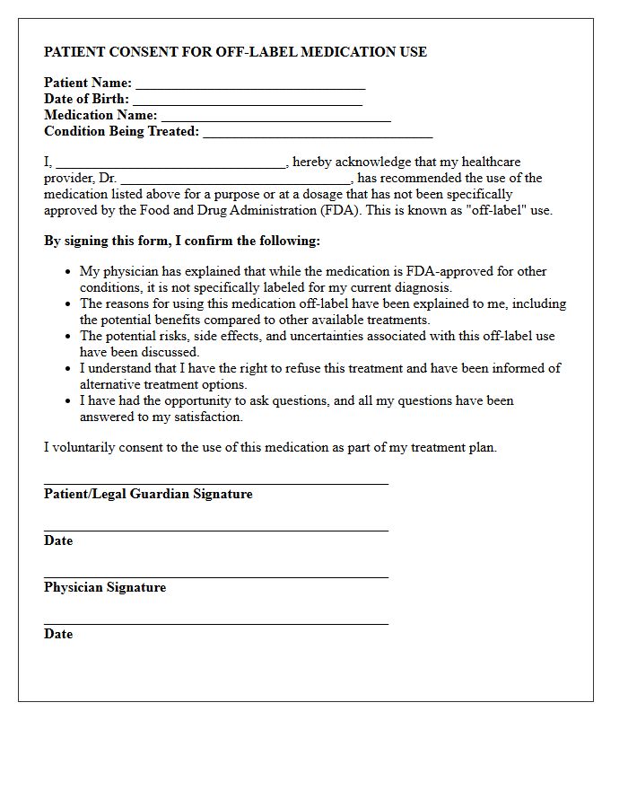 Patient Consent Letter for Off-Label Medication Use