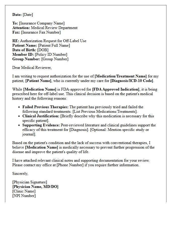 Dermatology Clinic Off-Label Therapy Authorization Letter