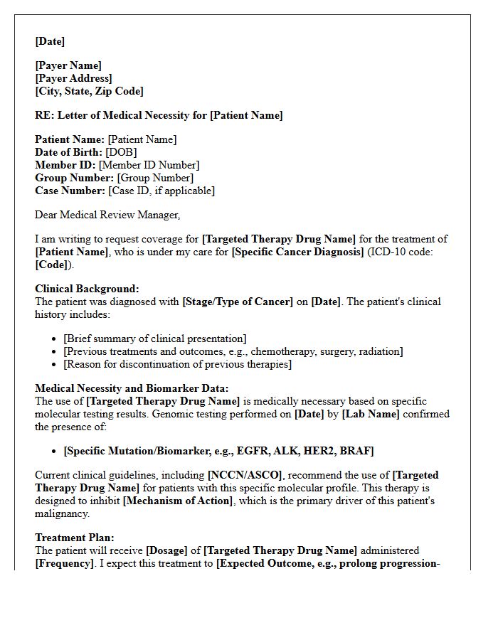 Oncology Targeted Therapy Letter of Medical Necessity