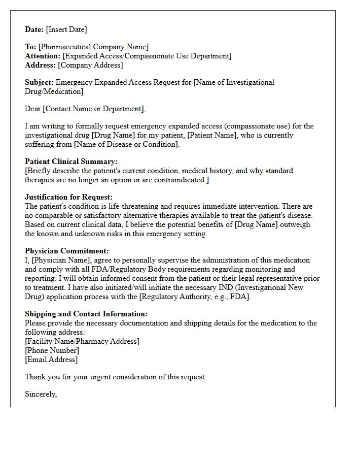 Emergency Expanded Access Medication Authorization Letter