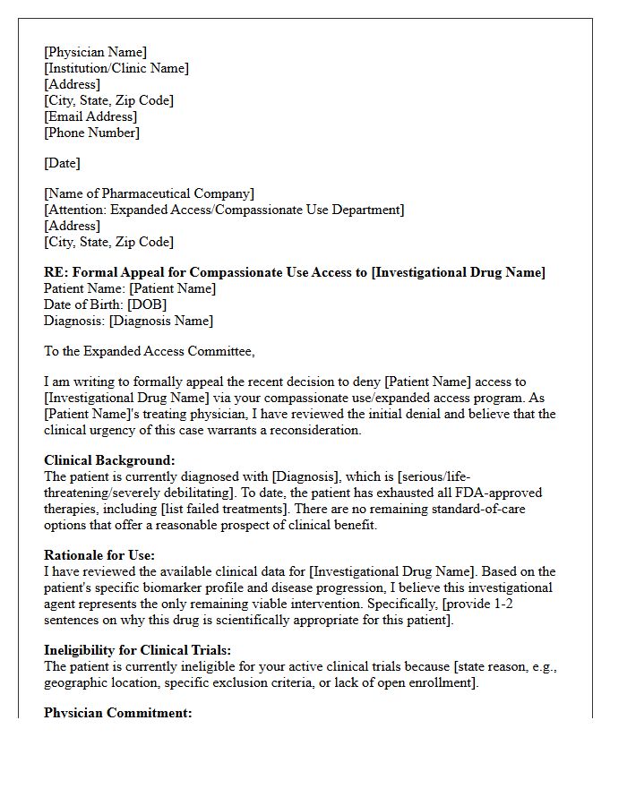 Physician Sponsored Compassionate Use Appeal Letter