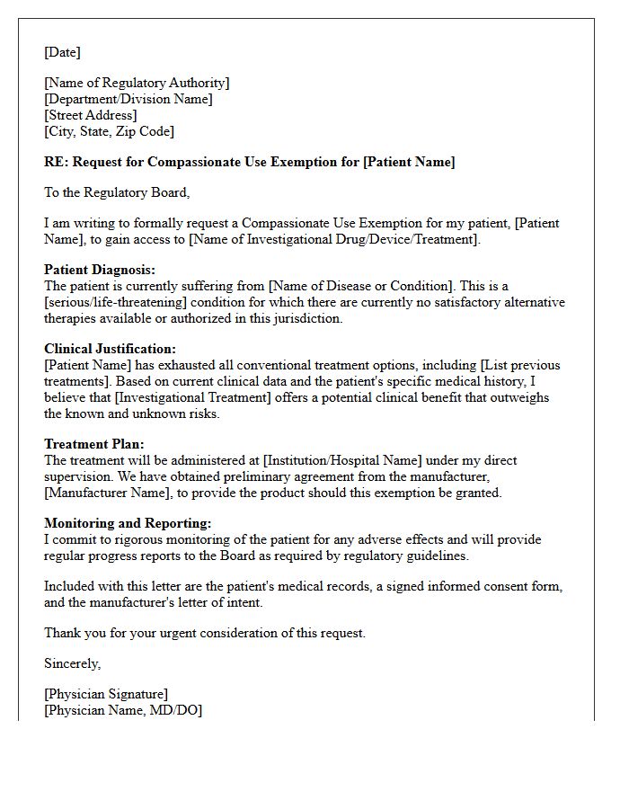 Regulatory Board Compassionate Use Exemption Letter