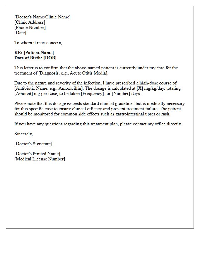 Pediatric High-Dose Antibiotic Treatment Letter