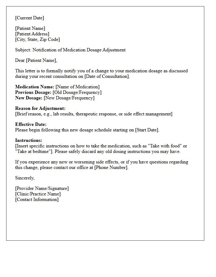 Dosage Adjustment Notification Letter