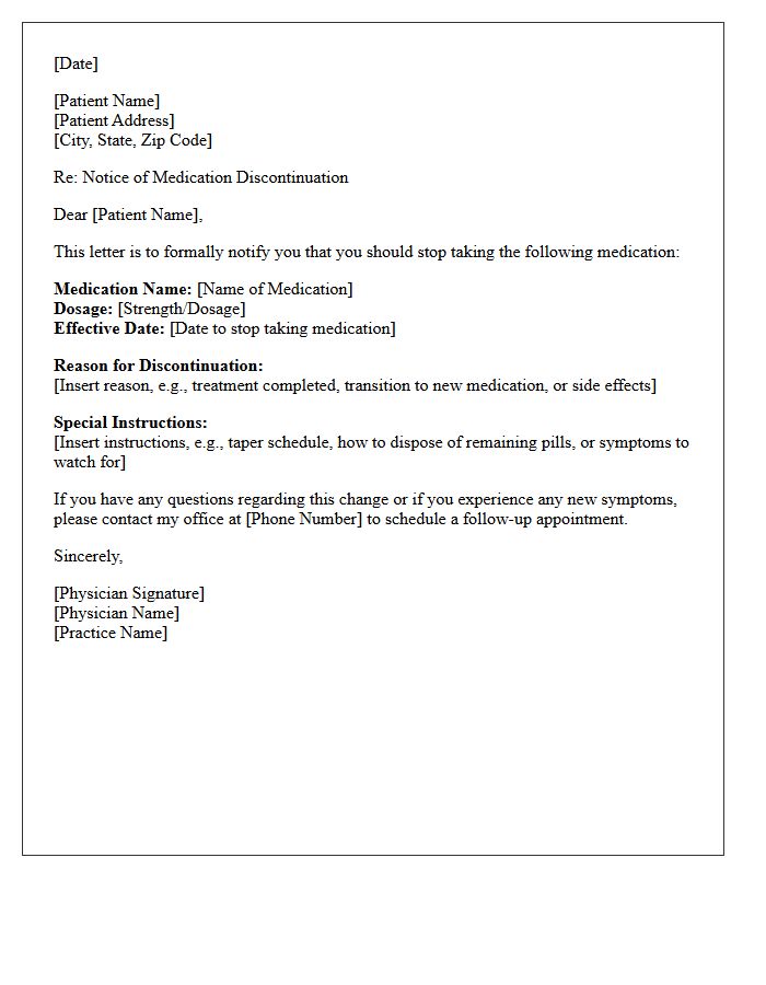 Medication Discontinuation Notice Letter