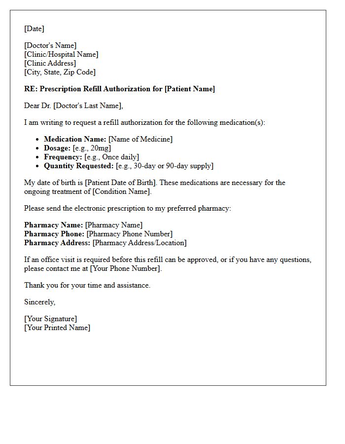 Prescription Refill Authorization Letter