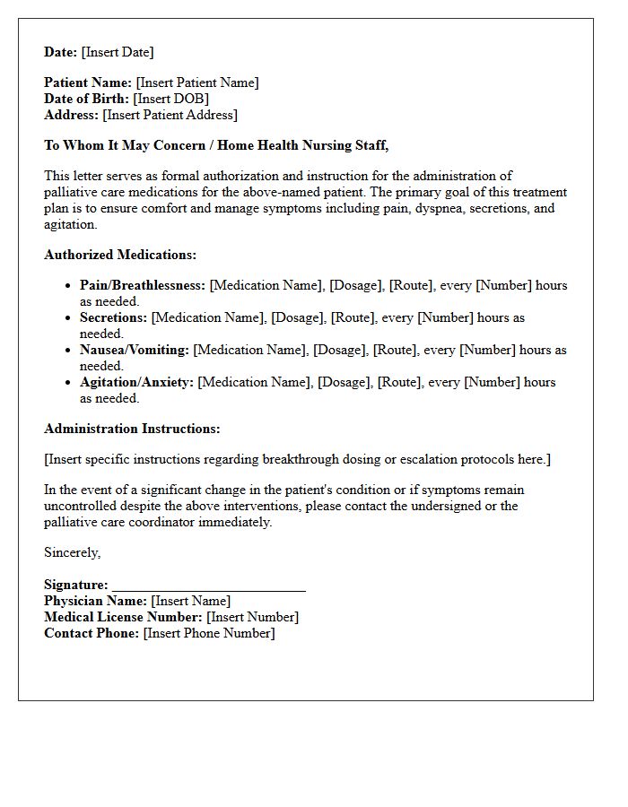 Palliative Care Medication Administration Letter
