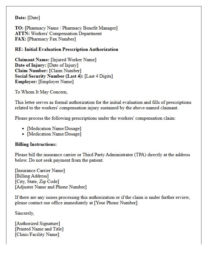 Initial Evaluation Workers Compensation Prescription Authorization Letter