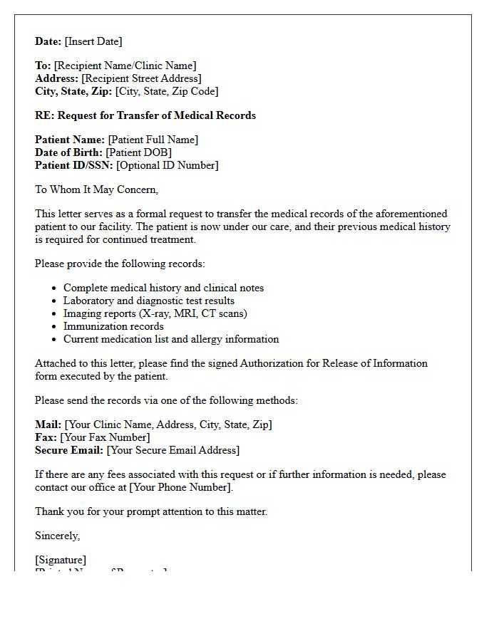 Official Clinic Letter for Medical Records Transfer