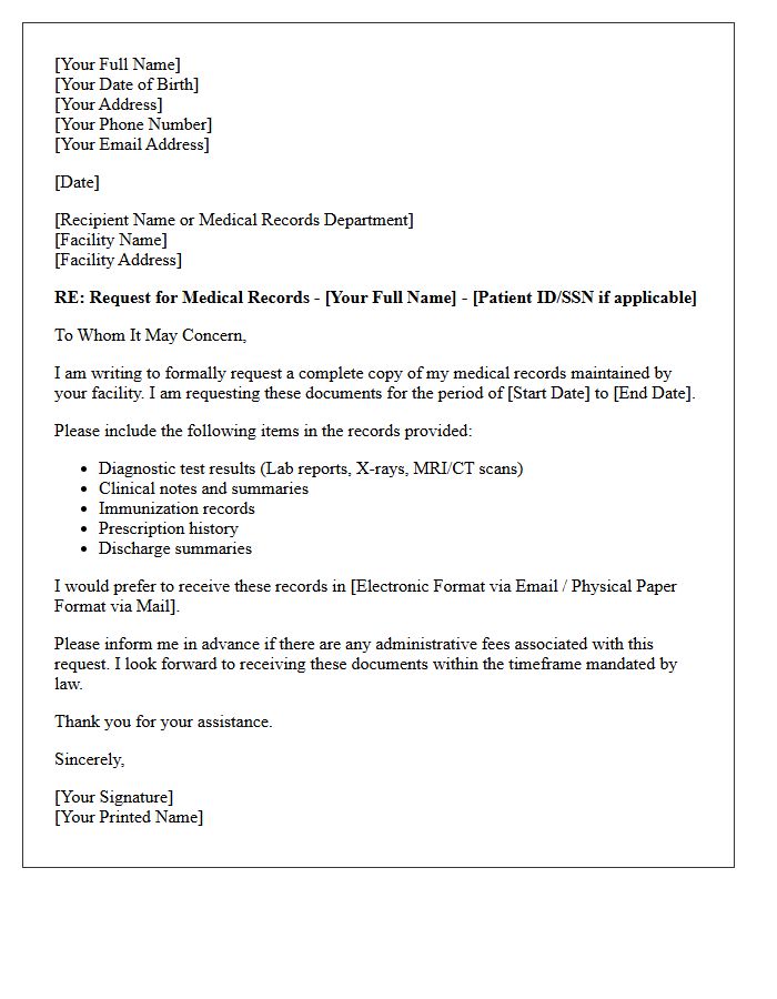 Formal Letter for Retrieval of Patient Medical Documents